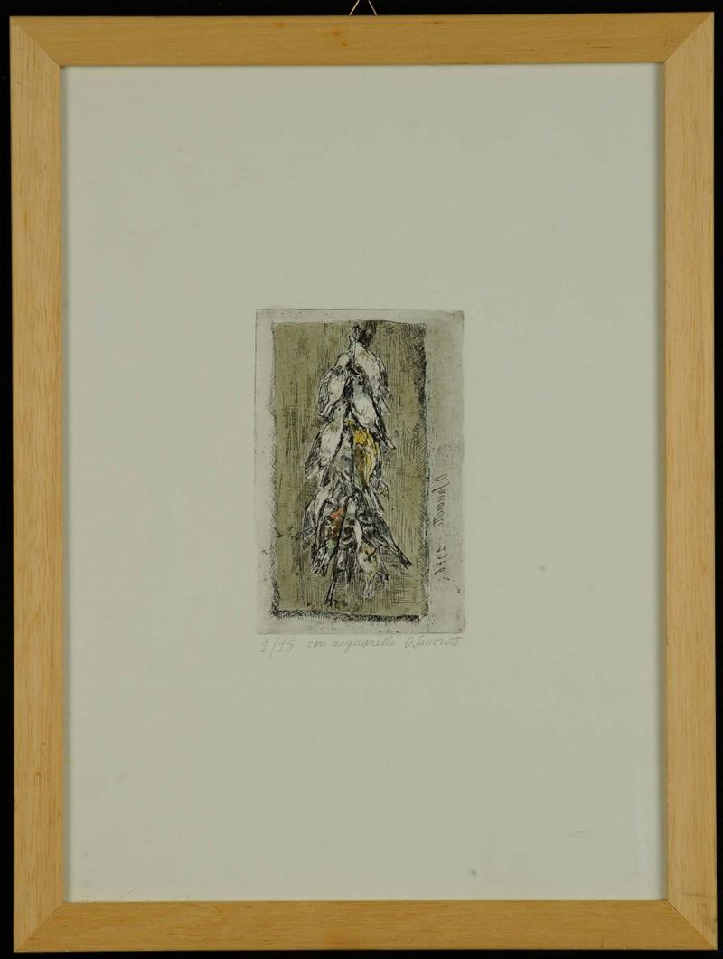 Oscar Saccorotti (1898-1986) Undici uccelli appesi, 1976  - Auction 19th and 20th century paintings - II - Cambi Casa d'Aste