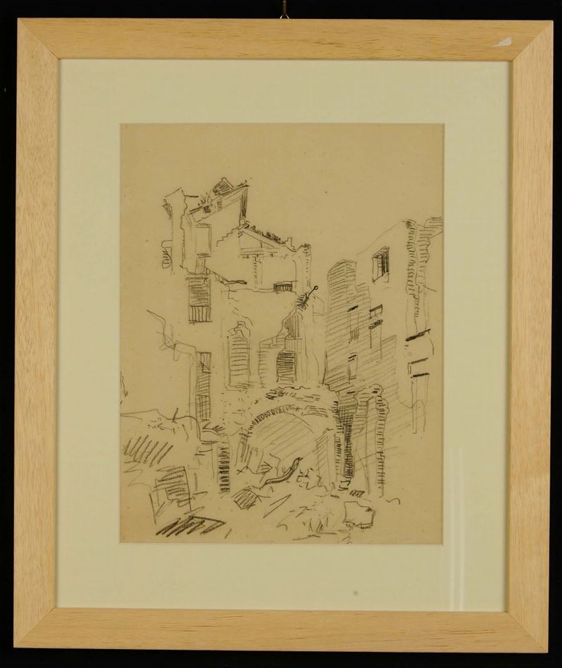 Oscar Saccorotti (1898-1986) Macerie di guerra, 1946  - Asta Dipinti del XIX e XX secolo - II - Cambi Casa d'Aste