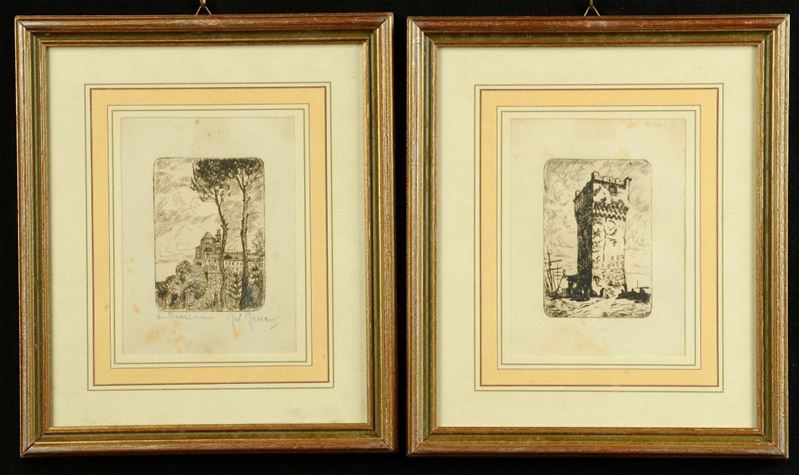 Due incisioni di Federico Ferrari raffiguranti lago Trasimeno e Savona  - Auction OnLine Auction 05-2012 - Cambi Casa d'Aste