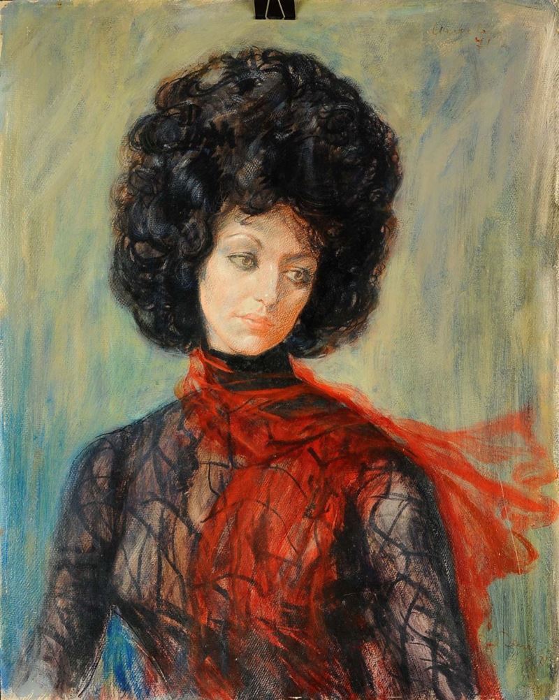 Federico Ferrari (1917-1979) Ritratto femminile  - Asta Dipinti del XIX e XX secolo - Cambi Casa d'Aste