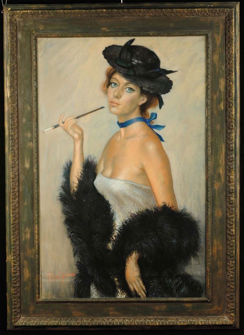 Federico Ferrari (1917-1979) Bella modella in decolletè  - Asta Dipinti del XIX e XX secolo - II - Cambi Casa d'Aste