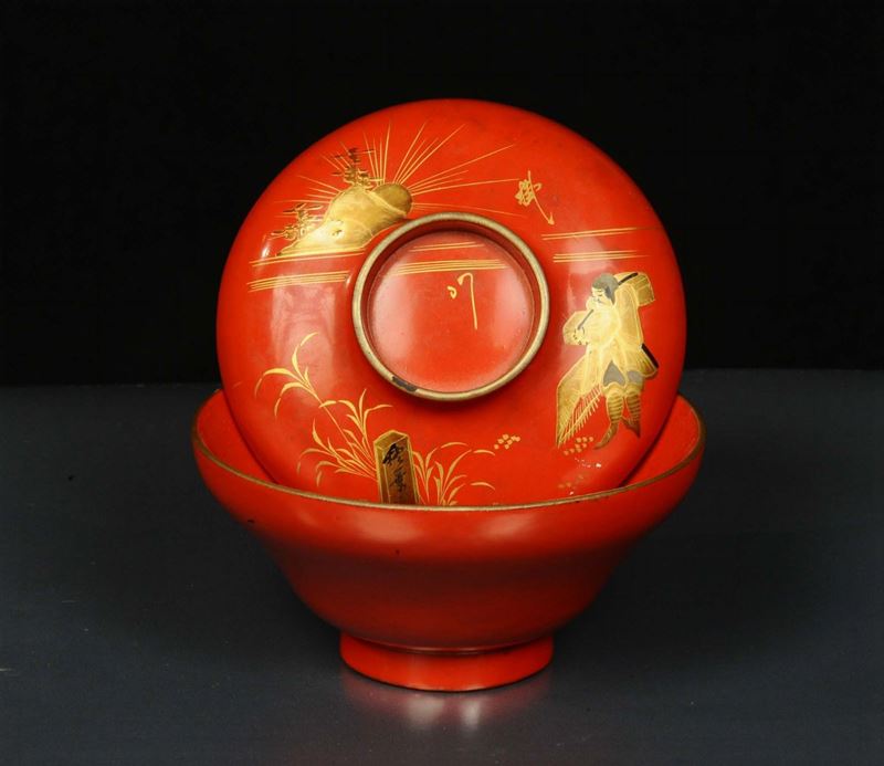 Tazza da tè in lacca rossa, Cina  - Asta Arte Orientale - Cambi Casa d'Aste