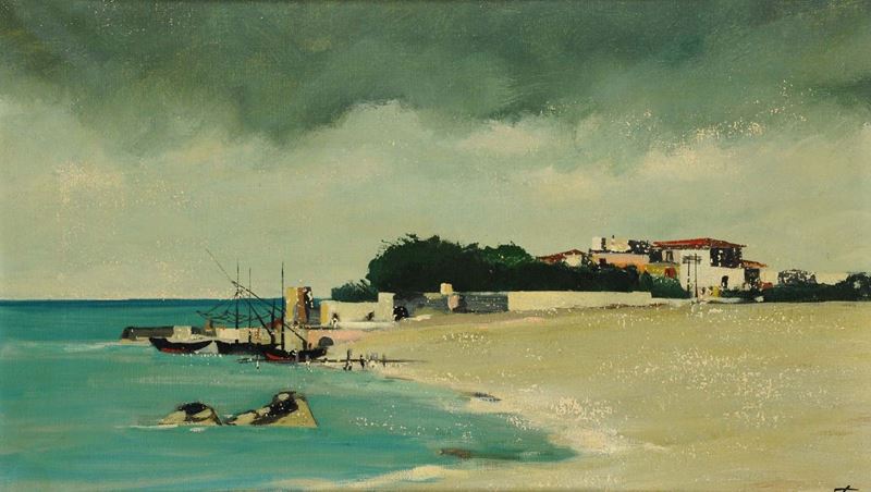 Enotrio Pugliese (1920-1989) Veduta costiera  - Auction 19th and 20th century paintings - II - Cambi Casa d'Aste