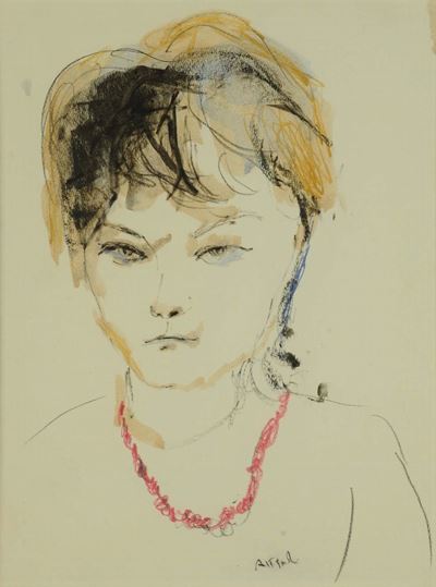 Ugo Attardi (1923-2006)ritratto Femminile