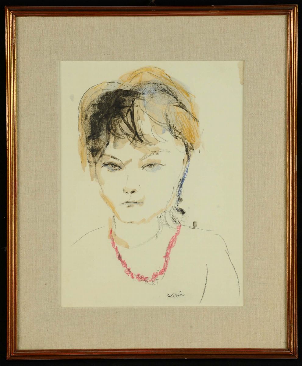 Ugo Attardi (1923-2006)ritratto Femminile