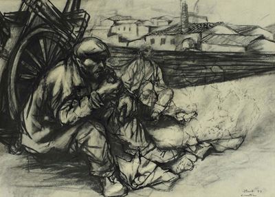 Ugo Attardi (1923-2006)carrettieri, 1953