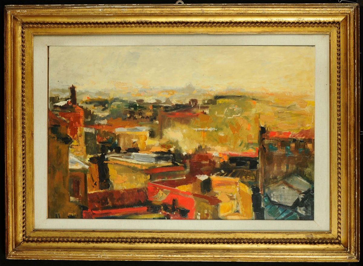 Ugo Attardi (1923-2006)paesaggio di Roma