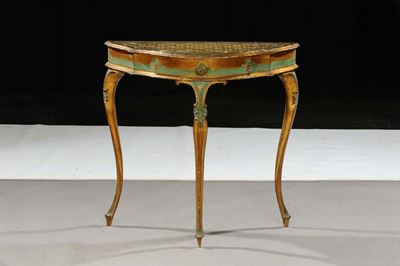 Console in Stile in Legno Laccato e Dorato
