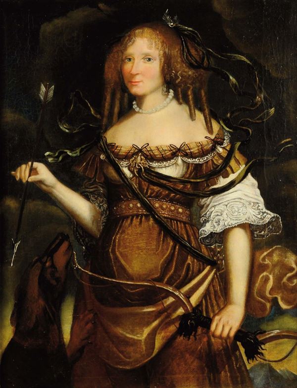 Scuola Fiamminga della seconda metˆ del XVII secolo Ritratto di dama in veste di Diana