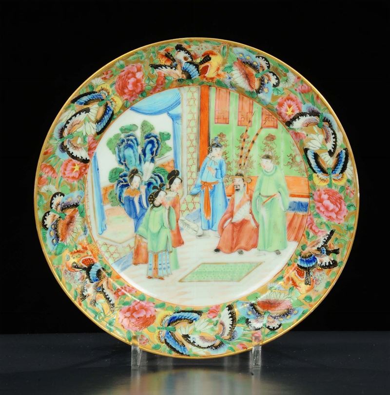Piattino Canton in porcellana, Cina inizio XIX secolo  - Asta Arte Orientale - Cambi Casa d'Aste