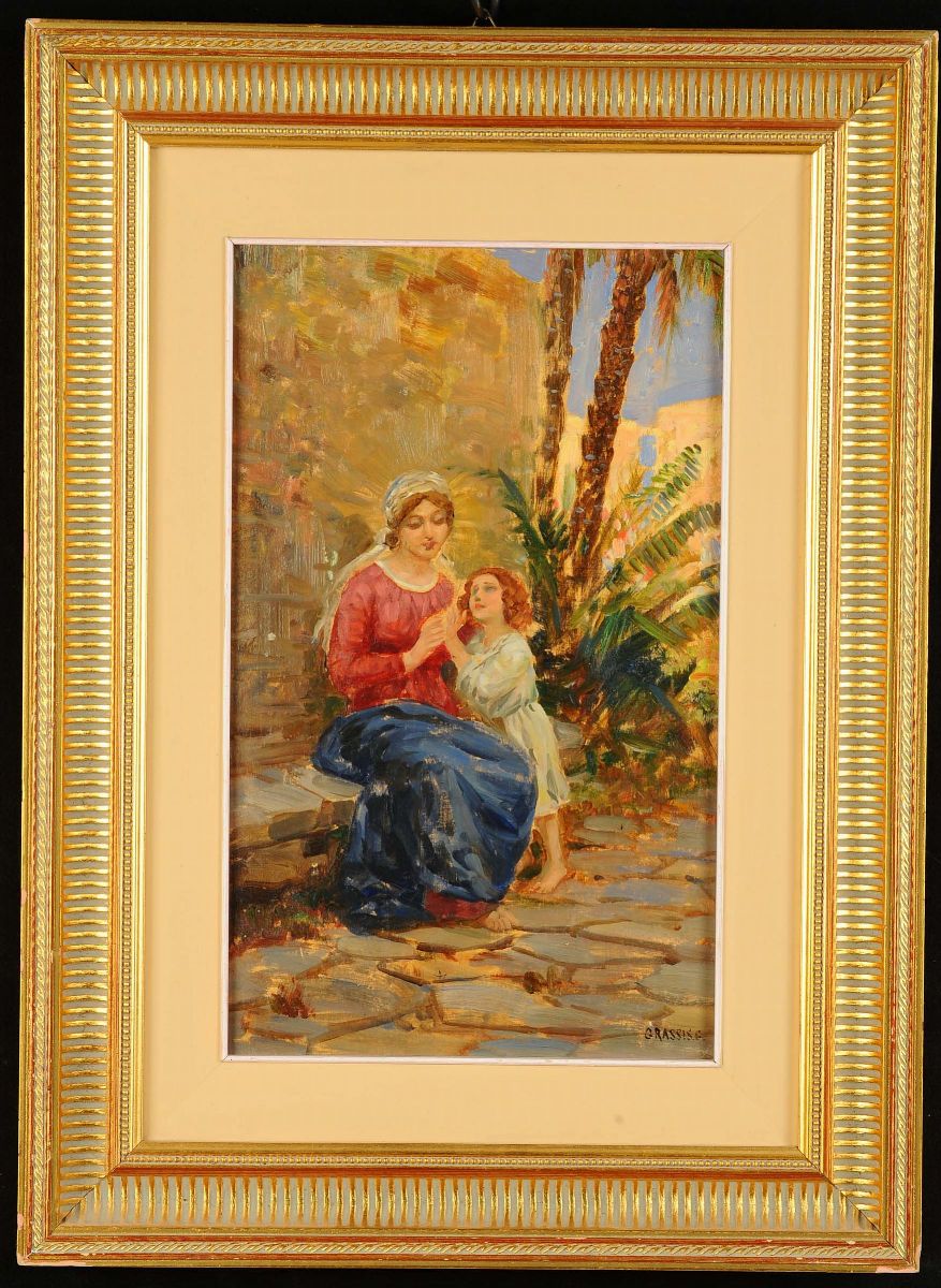 Giuseppe Grassis (1870-1949)donna con Bambino