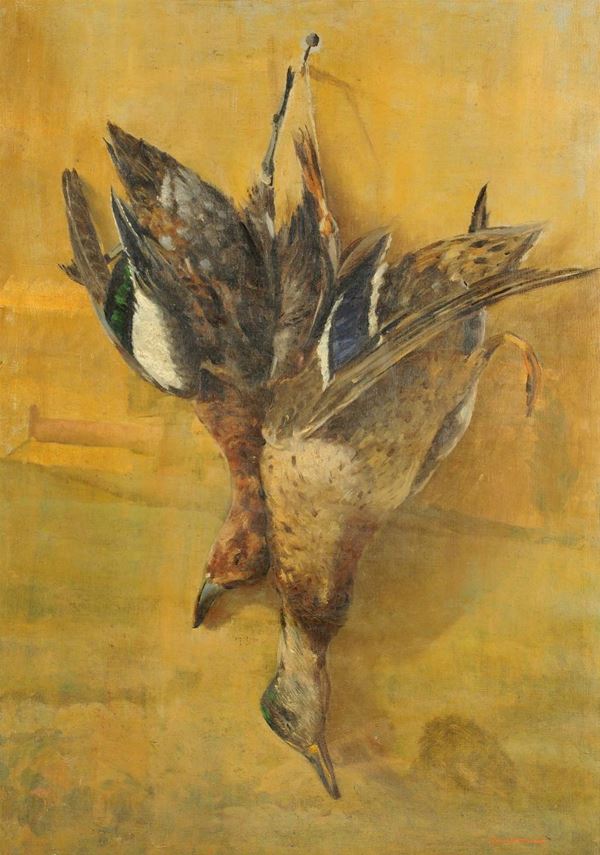Anonimo del XIX secolo Natura morta con uccelli