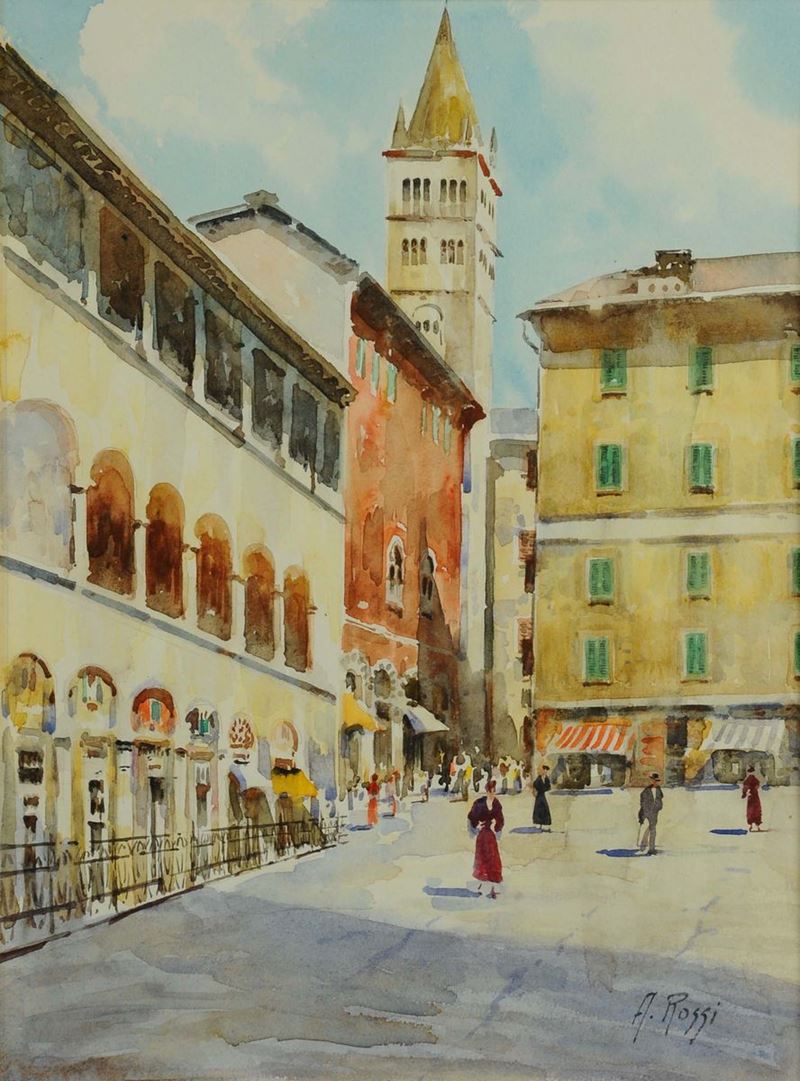 Alberto Rossi (1858-1936) Genova, piazza della Commenda  - Auction 19th and 20th century paintings - II - Cambi Casa d'Aste