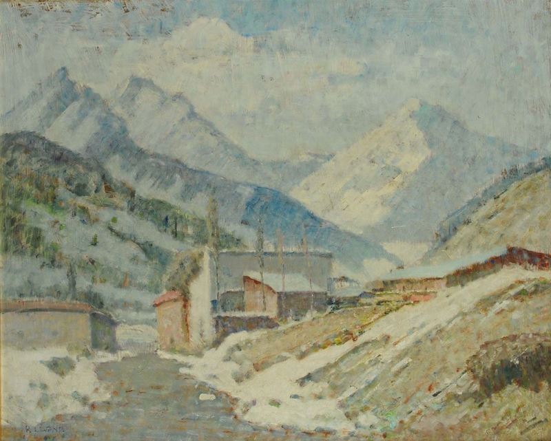 Roberto Leone (1891-1975) Inverno a Bardonecchia  - Asta Asta OnLine 02-2012 - Cambi Casa d'Aste