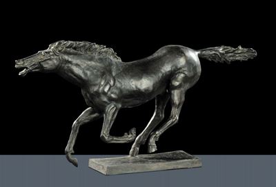 Scultura in Bronzo Raffigurante Cavallo in Corsa