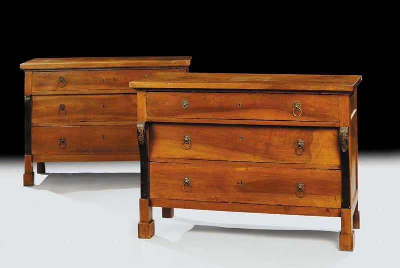 Coppia di cassettoni Impero, XIX secolo  - Asta Antiquariato, Argenti e Dipinti Antichi - Cambi Casa d'Aste