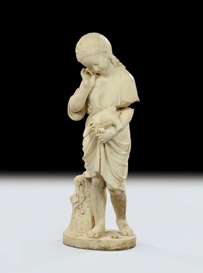 Statua in Marmo Raffigurante Fanciulla, XIX Secolo