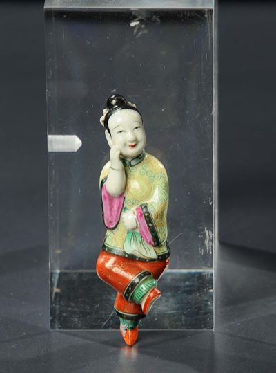Snuff Bottle in Porcellana Famiglia Rosa, Fine XIX Secolo