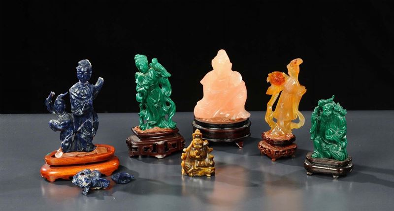 Sei statuine in pietra differenti  - Auction Oriental Art - Cambi Casa d'Aste