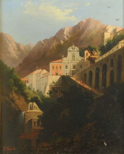 Salvatore Fergola (1799-1874)paesaggio Raffigurante Sant'antonio a Posillipo