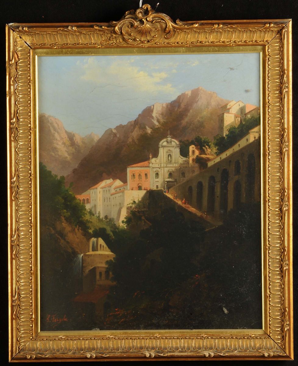 Salvatore Fergola (1799-1874)paesaggio Raffigurante Sant'antonio a Posillipo