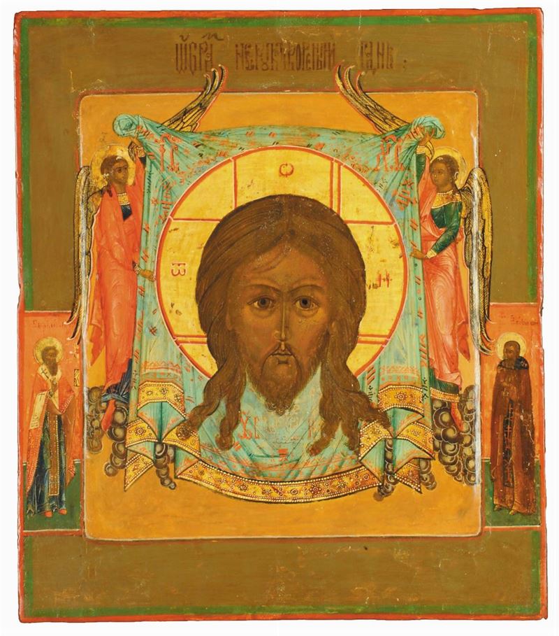 Icona raffigurante Mandillion, inizio XIX secolo  - Auction Antiquariato, Argenti e Dipinti Antichi - Cambi Casa d'Aste