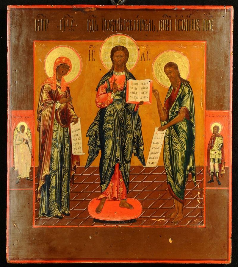 Icona della Deesis, inizio XIX secolo  - Asta Antiquariato, Argenti e Dipinti Antichi - Cambi Casa d'Aste