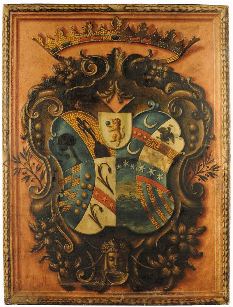 Scuola Lucchese del XVIII secolo Stemma nobiliare  - Auction Antiquariato, Argenti e Dipinti Antichi - Cambi Casa d'Aste