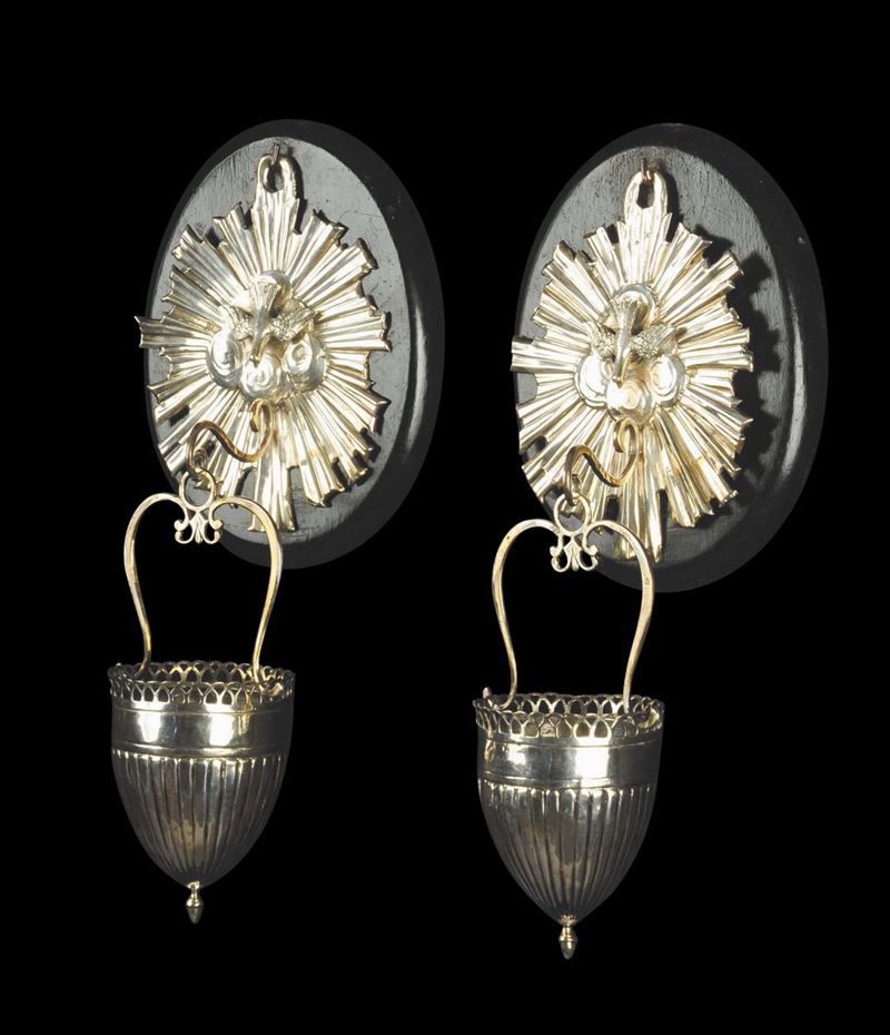 Coppia di secchielli in argento, Roma XVIII secolo  - Auction Antiquariato, Argenti e Dipinti Antichi - Cambi Casa d'Aste