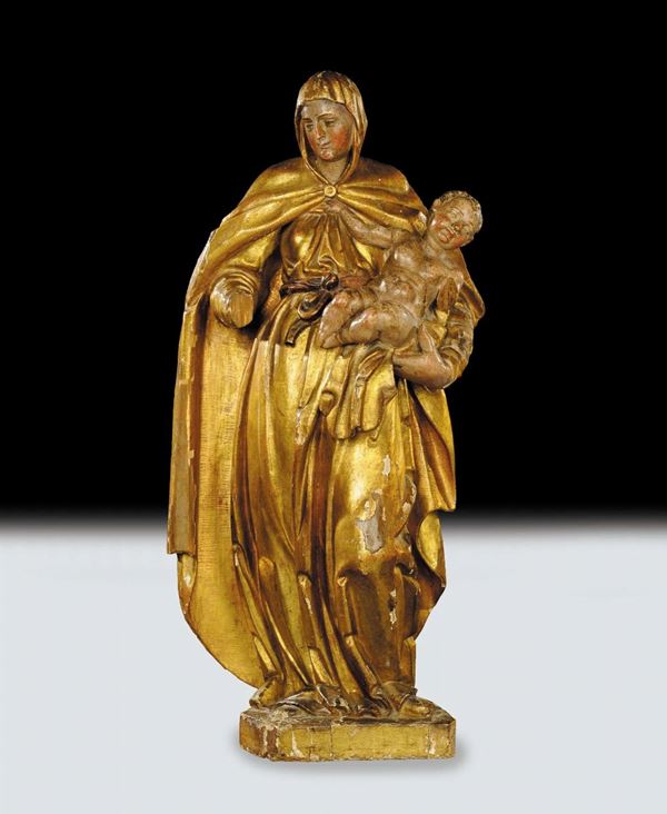 Scultore del XVII secolo Madonna con Bambino