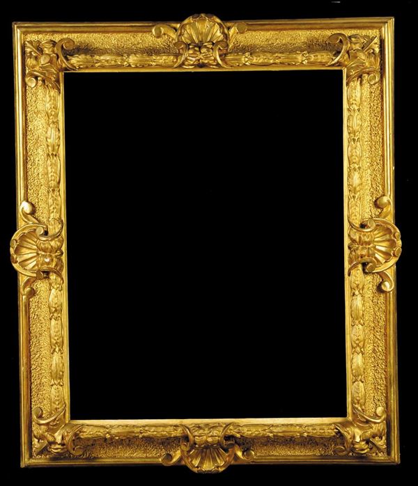 Cornice in legno e pastiglia dorata, XIX secolo