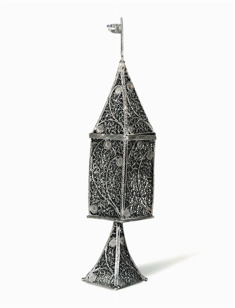 A silver bessamin tower, Hebrew art, 1800s  - Auction Collectors' Silvers - II - Cambi Casa d'Aste