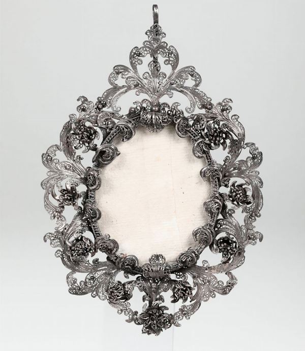 A silver and filigree frame, Italy, 1700s