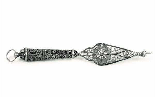 A silver Torah pointer, Hebrew art, 1800s