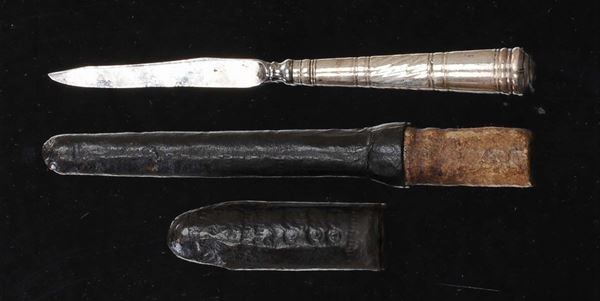 Coltellino in argento con manico cesellato, Europa XVII-XVIII secolo