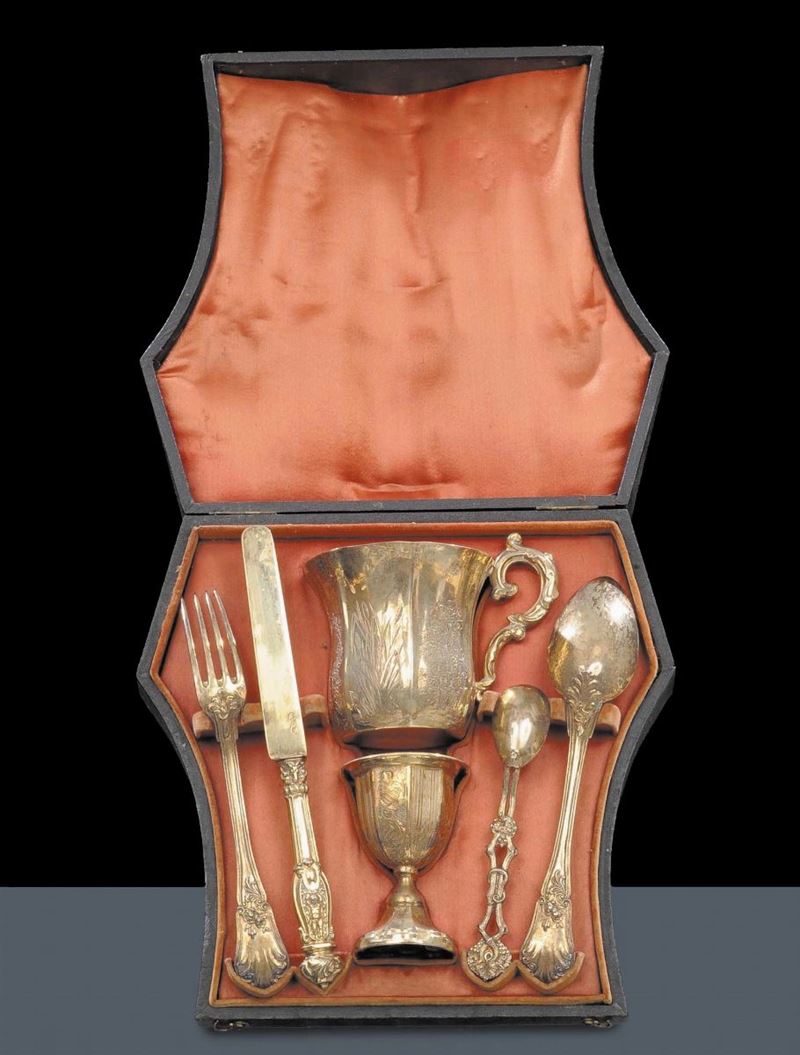 Set da colazione in argento cesellato e dorato, Parigi XIX secolo  - Auction Antiquariato, Argenti e Dipinti Antichi - Cambi Casa d'Aste