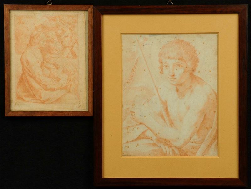 Due disegni diversi a sanguigna su carta  - Auction Antiquariato, Argenti e Dipinti Antichi - Cambi Casa d'Aste