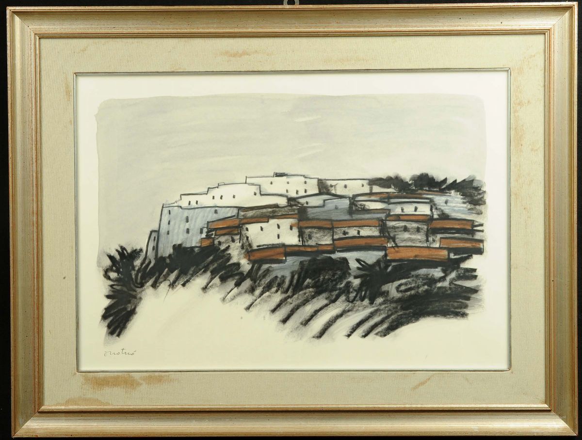 Enotrio Pugliese (1920-1989)veduta di Paese