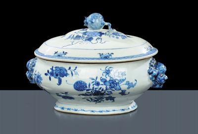 Zuppiera in Porcellana Bianca e Blu, Cina XVIII Secolo