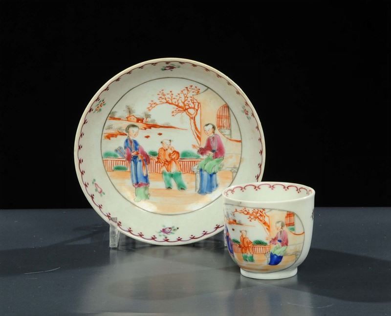 Tazzina e piattino in porcellana, Cina XVIII secolo  - Auction Oriental Art - Cambi Casa d'Aste