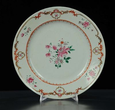 Piatto in Porcellana, Cina XVIII Secolo, Periodo Rosa