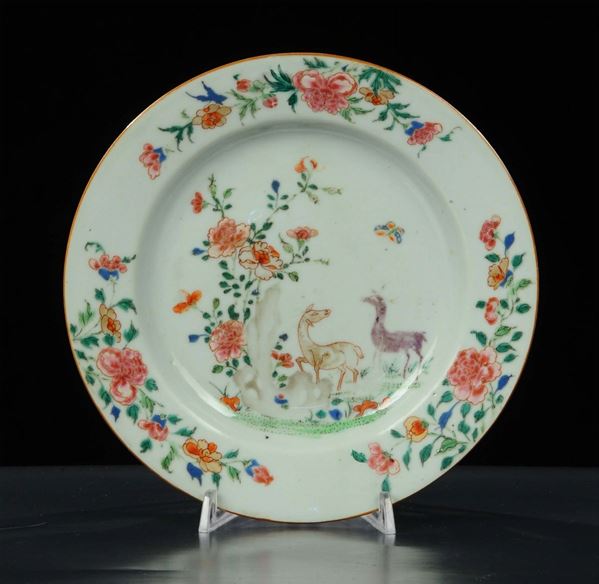 Piatto in porcellana, Cina XVIII secolo Periodo Rosa