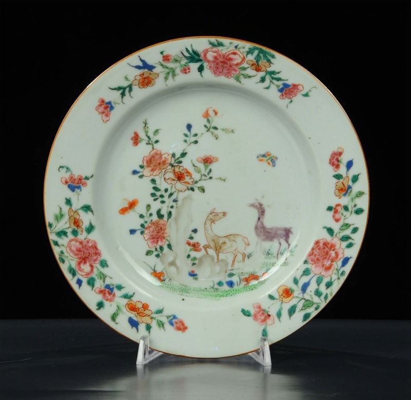 Piatto in porcellana, Cina XVIII secolo Periodo Rosa  - Asta Arte Orientale - Cambi Casa d'Aste