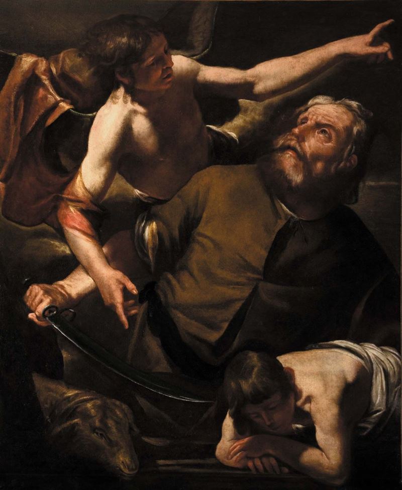 Gioacchino Assereto (1600-1649) Il sacrificio di Isacco  - Asta Antiquariato, Argenti e Dipinti Antichi - Cambi Casa d'Aste