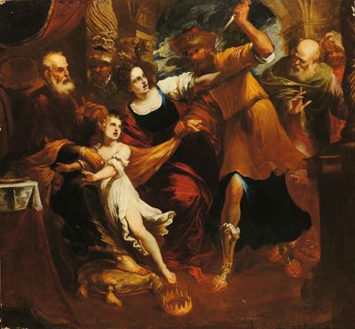 Giovanni Paolo Cervetto (genova 1630-1657)mosè Calpesta la Corona al Faraone
