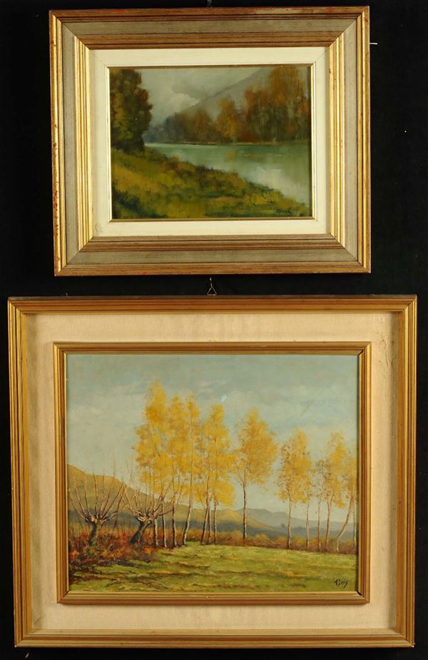 Due dipinti con paesaggi