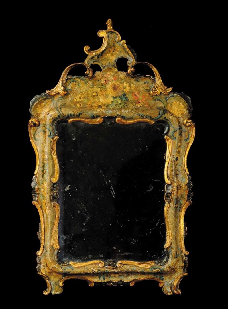 Specchierina Luigi XV laccata, Veneto XVIII secolo  - Asta Antiquariato, Argenti e Dipinti Antichi - Cambi Casa d'Aste