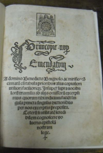 Edizioni del '500 - Grammatiche Perotto Nicolòcornucopiae Nup Emendatum. a Domino Benedicto Brugn...