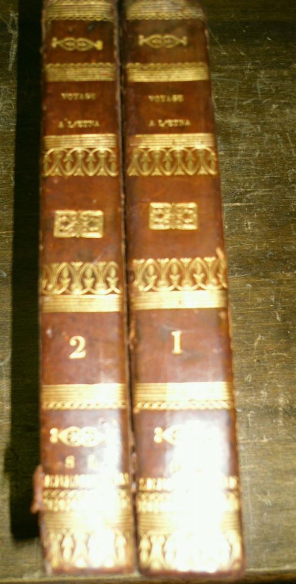 Edizioni del '800 - viaggi - Etna GOURBILLON Joseph-Antoine (De) Voyage critique a l'Etna en 1819. Tome 1 (-et 2). Paris, à la librairie universelle de P. Mongie l'aine, 1820.