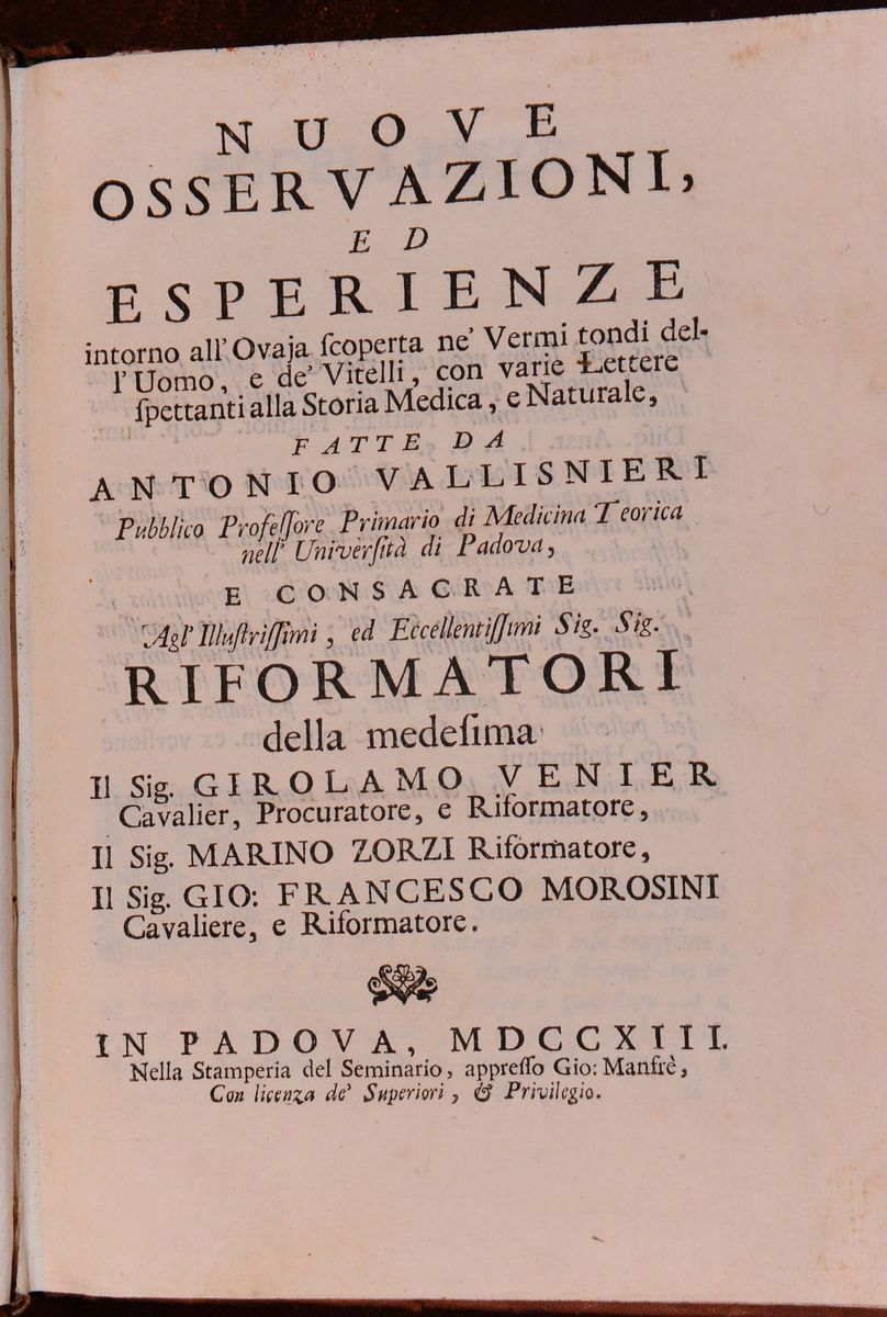 Lotto di 4 Opere di Argomento Scientifico Vallisneri Antoniolotto di 4 Divese Opere di Vallisneri...